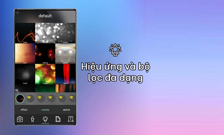 Hiệu ứng đa dạng của phần mềm Pixlr